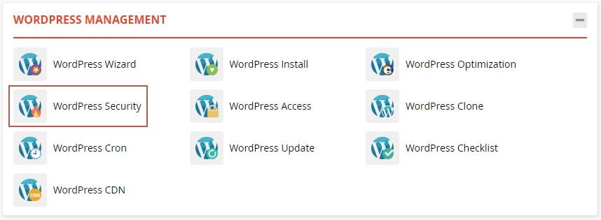 WordPress Security icon in WordPress Management
